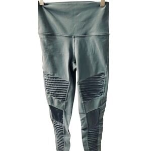 Alo Yoga Moto Gray Ribbed‎ Leggings moisture wicking